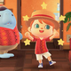 A screenshot of Animal Crossing: New Horizons' Wardell the Manatee standing next to a happy villager.
